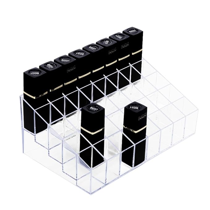 HBlife Lipstick Holder - 40 Space Clear Acrylic Lipstick Organizer Display Stand for Cosmetics, Makeup, Brushes, Bottles and More