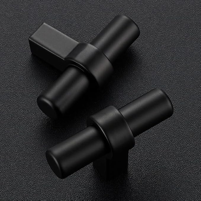 20 Pack Matte Black Cabinet Knobs - Kitchen Cabinet Knobs Black Cabinet Pulls for Kitchen Cabinet Drawer Stainless Steel Dresser Knobs for Cabinet Hardware 2in Length Single Hole T Bar Knbs