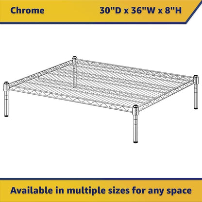 30" x 36" x 8" Chrome Wire Storage Shelf, Dunnage Rack, Commercial 1 Tier Small Shelf