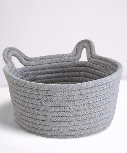 Large Cat Ears Toy Organizer, Woven Cotton Rope Basket, Decorative Nursery Bins & Boxes Gift Basket Empty for Baby Pet Toy Storage
