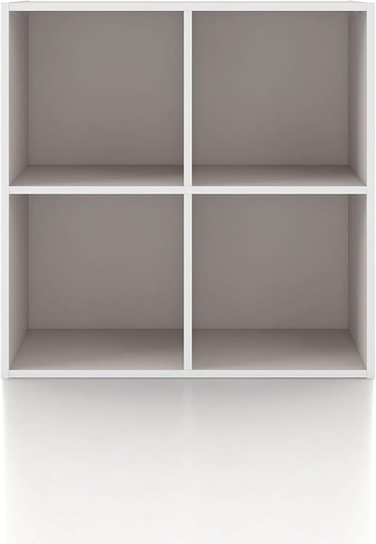 Homes: Inside + Out Apexa 4-Cube Storage Organizer Shelves, Stackable Wood Bookcase Fits Cubby Bins for Organization, Dorm Teen Room Decor & Home Office, Taupe Grey