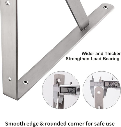 YUMORE Shelf Bracket 20", Max Load: 550lb, Heavy Duty Stainless Steel Solid Shelf Support Corner Brace Joint Right Angle L Bracket, Pack of 2