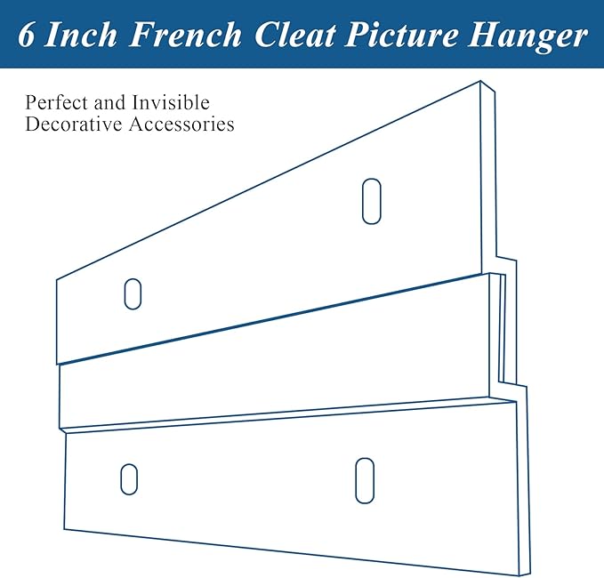 12 Pack French Cleat Hanger Headboard Wall Mounting Brackets Cleat Picture Hanger Kit Z Bar Supports with Plastic Expansion Tube Screws Silicone Dots for Picture Mirror Whiteboard (6 Inch)
