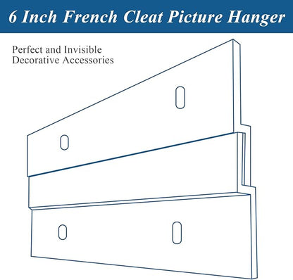 12 Pack French Cleat Hanger Headboard Wall Mounting Brackets Cleat Picture Hanger Kit Z Bar Supports with Plastic Expansion Tube Screws Silicone Dots for Picture Mirror Whiteboard (6 Inch)