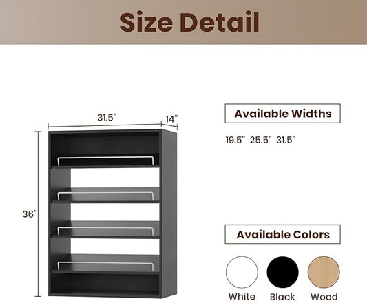 ROOMTEC 31.5" Shoe Shelf Short Tower Closet Unit, Modular Closet System with Shelf, Wardrobe Organizer for Bedroom or Walk-in Closet, Wall Mounted, Customizable Clothes Storage Unit, Black