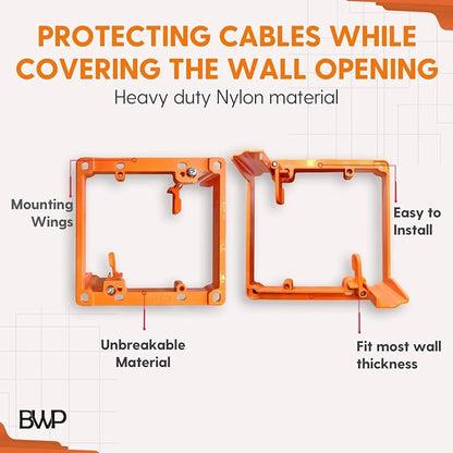 BWP Low Voltage Mounting Bracket 2 Gang, 2 Pack for Dual Gang Wall Plate, Telephone Wires, Network Cables, HDMI, Coaxial, Speaker Cables - Low Voltage Box Cable Wall Plate Bracket, Mud Ring