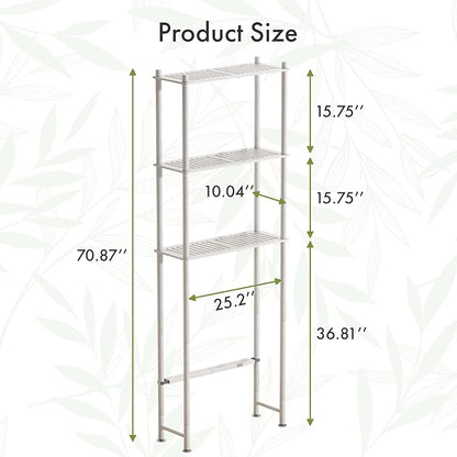 AmazerBath Over The Toilet Storage Bamboo, Bathroom Over Toilet Organizer Rack, 3-Tier Over Toilet Shelf, Space Saver, White