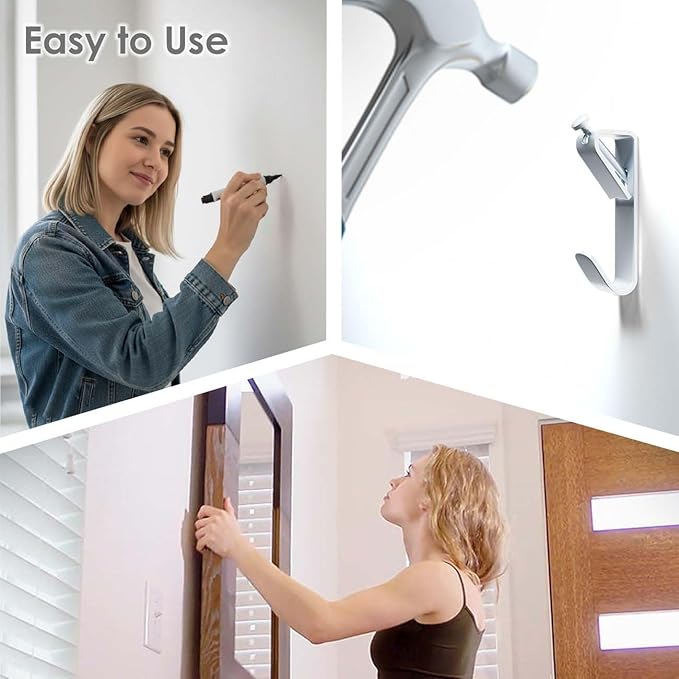 Picture Hangers, Extra Thick, 30 lb, for Decorative Drywall & Plaster Walls - Small Nails for Painting, Frame Hooks to Hang for Hanging, 50 pcs, Silver