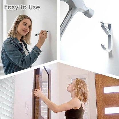Picture Hangers, Extra Thick, 30 lb, for Decorative Drywall & Plaster Walls - Small Nails for Painting, Frame Hooks to Hang for Hanging, 50 pcs, Silver