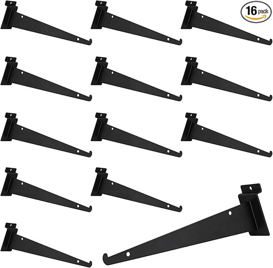 10 Inch Slatwall Shelf Bracket, Slatwall Accessories, Heavy Duty Slat Wall Shelf Bracket with Lip for Garage and Retail Display(16PC )