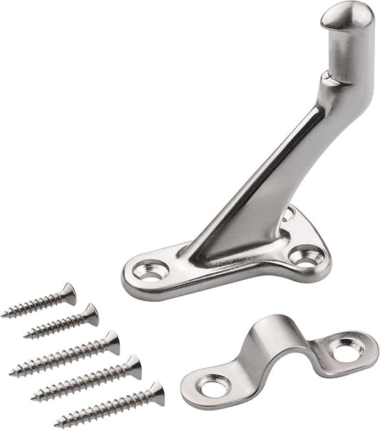 3 Pack brushed nickel handrail bracket,Handrail Stair Brackets 3" Heavy Duty Support Hardware Stairways, Home or Office Staircase Hand Rail Bracket with Screws,Easy Installation Railing Bracket