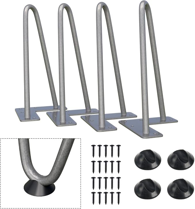 SMARTSTANDARD 8 Inch Heavy Duty Hairpin Furniture Legs, Metal Home DIY Projects for TV Stand, Sofa, Cabinet, etc with Rubber Floor Protectors Gray 4PCS