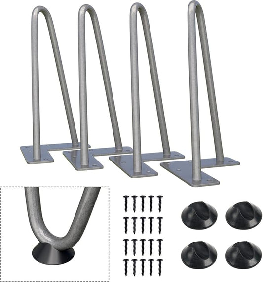 SMARTSTANDARD 8 Inch Heavy Duty Hairpin Furniture Legs, Metal Home DIY Projects for TV Stand, Sofa, Cabinet, etc with Rubber Floor Protectors Gray 4PCS