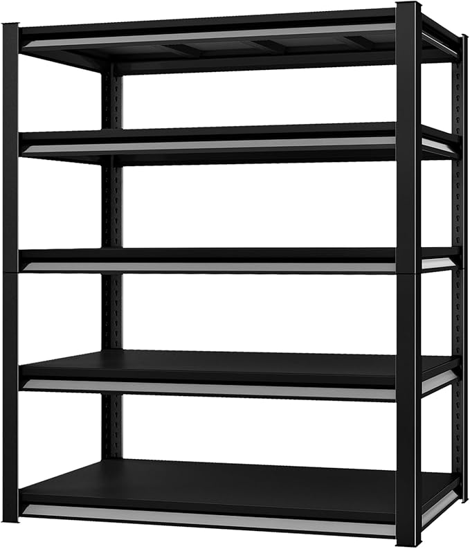 48''W Garage Shelves Heavy Duty - 2,750Lbs Steel Metal Adjustable Utility Storage Shelving Rack Units 48" W x 18" D x 78" H 5 Tier Black
