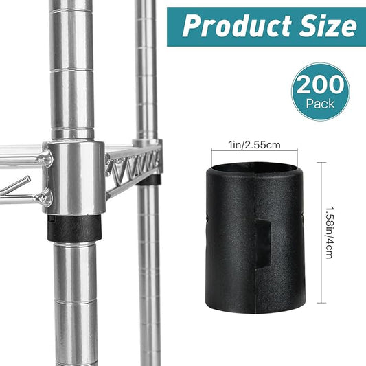 200 Pack Wire Shelving Shelf Lock Clips, 1 Inch Wire Shelf Clips for Post Shelving, Shelving Sleeves Replacements for Wire Shelving System (100 Pairs)