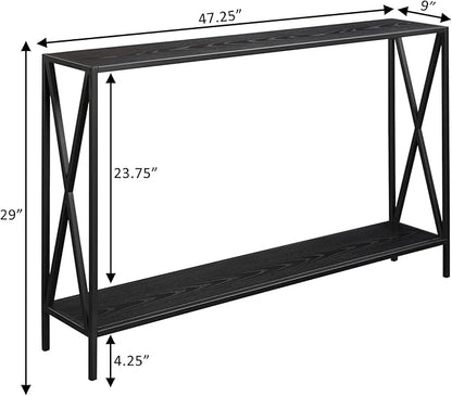 Convenience Concepts Tucson Console Table 47.25" - Modern Sofa Table with Storage Shelf, Entryway Hall Table for Living Room, Black