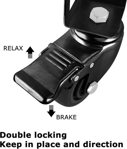 4PCS Storage Rack Caster Wheels,3" Heavy Duty Locking Caster Wheels Warehouse Shelf & Storage Racks Accessories,Fit for Boltless Self Locking Shelving Racks,500LB Capacity(Black)