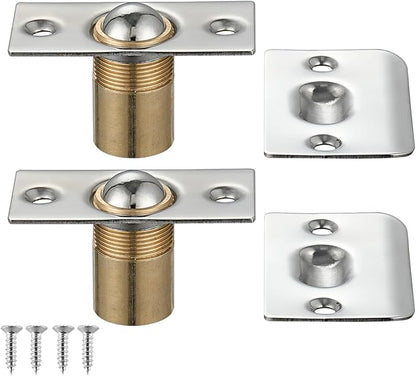 JQK Closet Door Ball Catch Hardware, Stainless Steel Catch Adjustable with Strike Plate, Polished Chrome 2 Pack, HBC100-CH-P2
