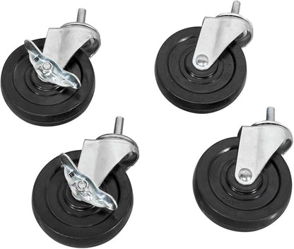 Akro-Mils AWPCAST4 Swivel Non-Marking Locking Caster Wire Shelving System Upright Legs 2 Casters with Brakes, 400lbs Weight Capacity, 4-Inch