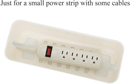 Changsuo Cable Management Box Small White, Extension Cord Organizer for Power Stripe Surge Protector Wire Management Concealer Cover Hider for Desktop Home Office Kitchen (White)