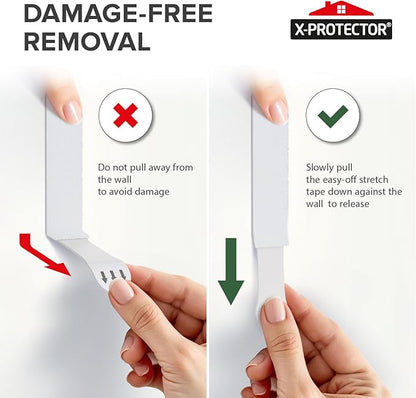 X-Protector Picture Hanging Strips - 20 Pairs Damage Free Picture Hangers - Self Adhesive Hangers Without Nails - Heavy Duty Wall Hanging Strips - Wall Sticky for Hanging Up to 10 LBS (Size S)