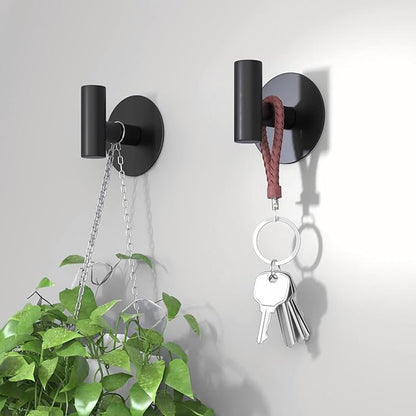 Self-Adhesive Coat Hooks, Stainless Steel Heavy Duty Wall Hooks, Towel Hooks for Hanging Robes, Aprons, Coats and Hats in Bathrooms,Kitchens and Hotels(2 Pack, Black)