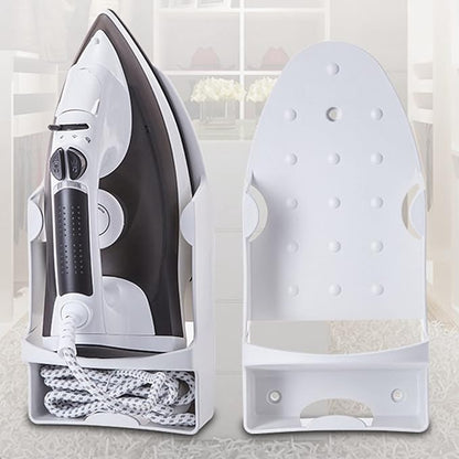 Iron Board Hanger, Wall Mounted Electric Iron Holder, Iron and Ironing Board Storage Organizer Shelf with Removable Hooks for Household Bathroom Laundry Room