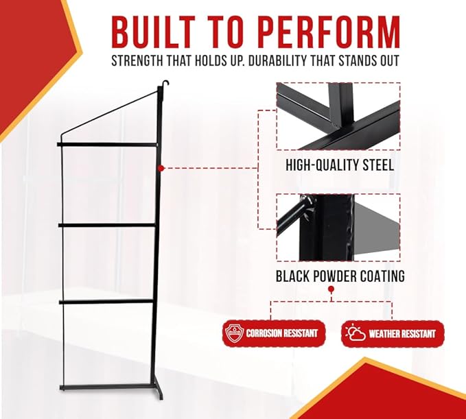 Mytee Products 8 Pack 4 Tier Shipping Container Shelving Bracket with Hooks - 19" x 77-1/2", 551 lbs WLL - Black Powder Coated Steel for Heavy Duty Trailer Containers - Easy to Assemble & Remove