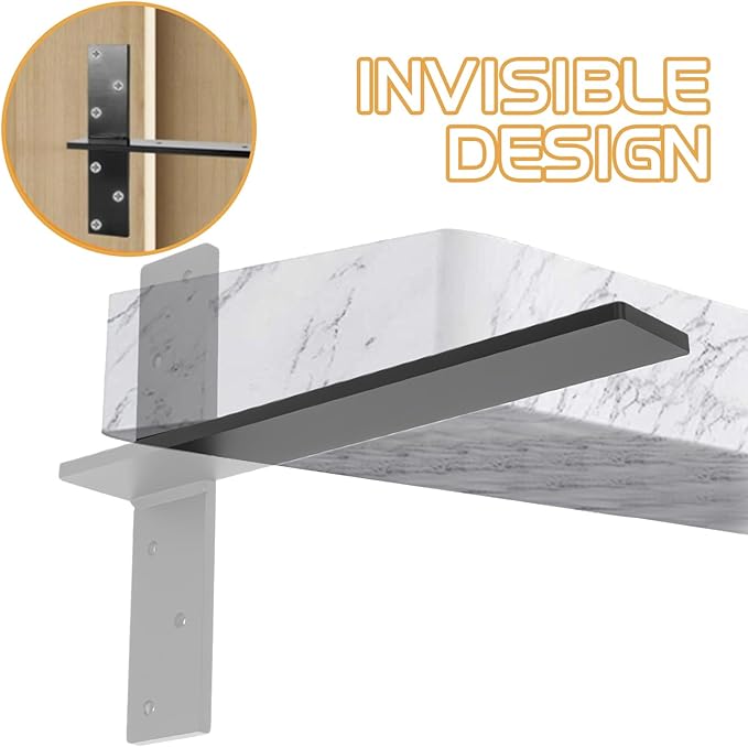 3/8" Thick Floating Shower Bench Brackets 3 Pcs, 16"x11"x2.5"Heavy Duty Free Hanging T Shelf Support Brackets, Wall Mount Bracket for Granite, Vanity, Shower Bench, Cabinets, Dishwasher,Countertop