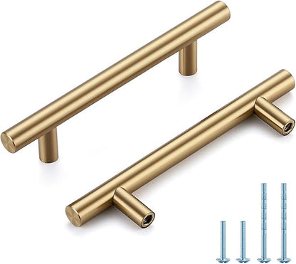 Champagne Bronze Cabinet Handles 3-3/4 Inch Hole Center Stainless Steel Drawer Pulls for Cabinets, Dresser, Bathroom 45 Pack