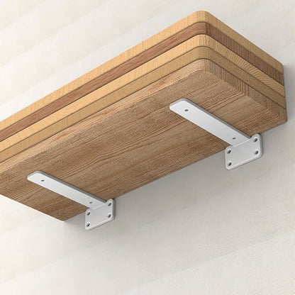 Floating Shelf Brackets Upgraded,4 inch, White Heavy Duty Iron Shelf Brackets, Industrial Modern Floating Shelf Support for Wall Mount Shelves,Wide Brackets ,4 Pack, Support DIY(5mm Thickening Type).
