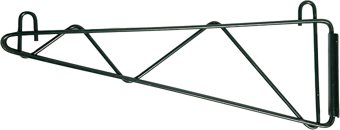 Epoxy Green Wall Mounting Bracket for Wire Shelving | 2 Brackets for Commercial, Retail or Home Use | NSF Certified | Set of 2 Brackets | (24")