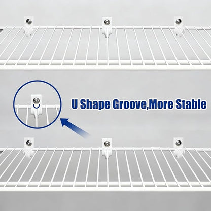 12 Pack White Down Wall Clip Closet Shelves Clips Wire Shelf Loop Clips Plastic Heavy Duty Wire Shelf Brackets Included Clips Screws and Expansion Tubes for Wire Closet Shelving