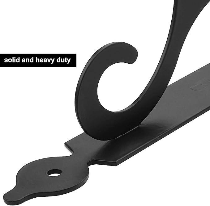 Acrux7 4 Pack Shelf Brackets 7.5X5.5 inch Thicken Iron Corner Brace Shelf Support Heavy Duty Wall Shelf Brackets Black Decorative L Shelf Support for Home Office School