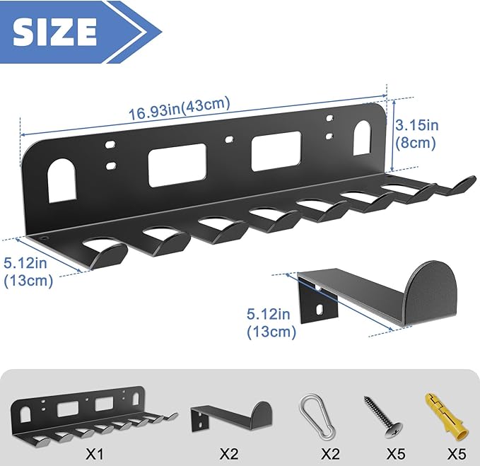 Multi-Purpose Gym Equipment Storage Rack for Resistance Bands,Heavy-Duty Wall-mounted Gym Home Rack for Exercise Bands,Yoga mat,Jump Ropes,Barbells,Home Gym Accessories Organization Storage Rack