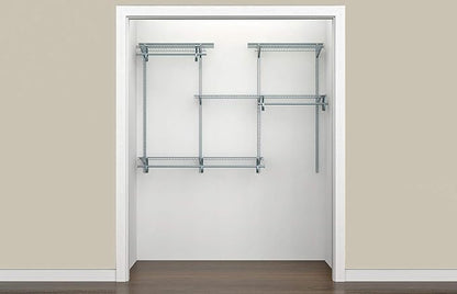 ClosetMaid ShelfTrack Wire Closet Organizer System, Adjustable from 4 to 6 Ft., with Shelves, Clothes Rods, Hardware, Durable Steel, Satin Chrome
