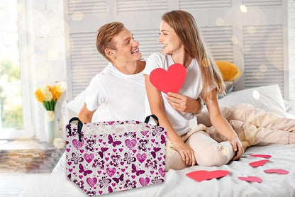 Rectangular Valentine's Day Baskets,Heart Basket,Butterfly Girls Basket Kids Storage Bin Love Room Decor for Home.(Butterfly Love)