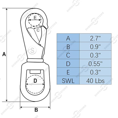 SHONAN 2.7 Inch Swivel Snap Hooks, 5 Pack Small Stainless Steel Spring Clips, Flag Pole Clips, Scuba Diving Clips Spring Hooks for Dog leashes, Keychains, Bird Feeders, Pet Chains
