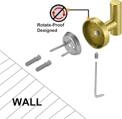 Nolimas Bathroom Towel Hooks, SUS 304 Stainless Steel Coat Hook Round Clothes Towel Coat Robe Hook Cabinet Closet Door Sponges Holder for Bath Kitchen Garage Hotel, Wall Mounted, Brushed Gold, 4Pack