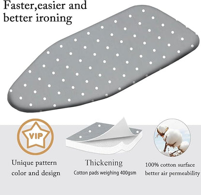 Small Ironing Board Cover Scorch Resistant, Table top Ironing Board Cover with Padding Heat Reflective Heavy Duty Pad (Gray dot, 12.5"x32")