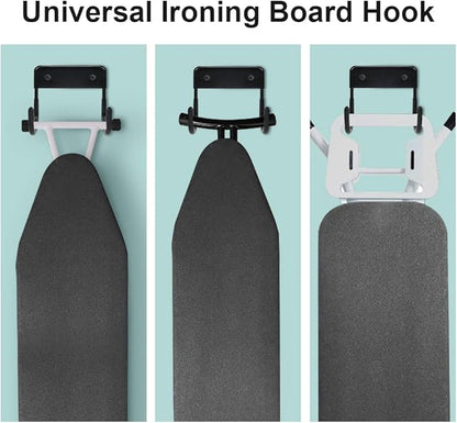 Ironing Board Hanger Wall Mount Ironing Board Holder Organizer Wall Rack for Laundry Rooms Storage Rack Hanging Shelf Hanger (White) (Black)