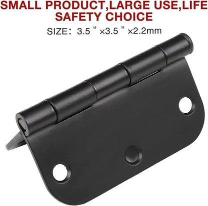 JIW 18 Pack Matte Black Door Hinges 3.5 Inch Rounded 5/8" Radius Corners Flat Iron Interior Hinges 3 1/2" Residential Standard Hardware for Bedroom Bathroom Indoor Doors Home Essentials