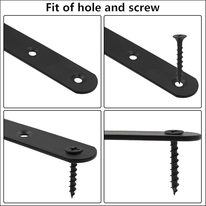 Luomorgo 16 Pcs L Shaped Brackets for Shelves - Heavy Duty Steel, Decorative Corner Brace Joint, Right Angle Wall Hanging Brackets with Screws, 5" x 3", Black