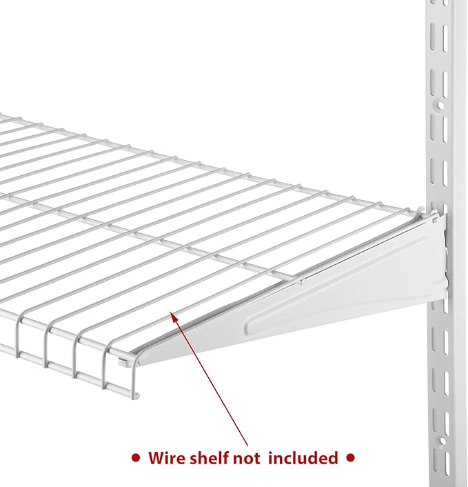 47.5 Inch Twin Rail Upright Wall Shelving System with 12 Inch Locking Shelf Bracket Adjustable Closet System Heavy Duty Metal Support for Deep Wire Shelving Closet (8 Pcs)