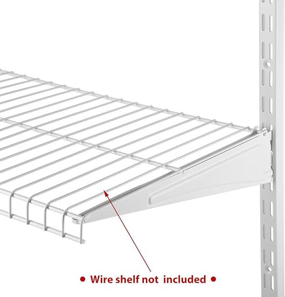 47.5 Inch Twin Rail Upright Wall Shelving System with 12 Inch Locking Shelf Bracket Adjustable Closet System Heavy Duty Metal Support for Deep Wire Shelving Closet (8 Pcs)