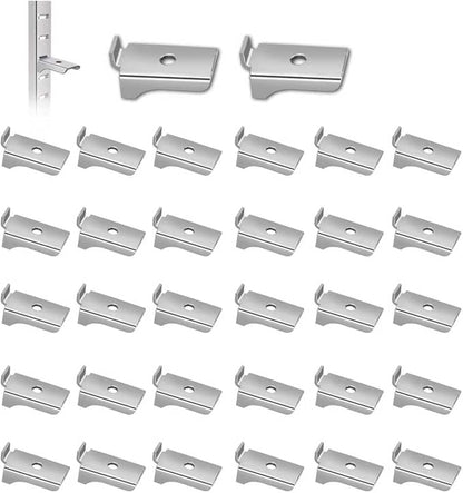30pcs Shelf Clips,Adjustable Steel Pilaster Shelf Clip Support,for Shelf Pilaters Adjustable Shelving System DIY Cabinet Bookshelf Sheving,Plug-and-Play, Easy to Adjust, no Tools Required