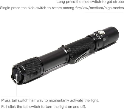 ThruNite LED Flashlight Archer 2A V3, 500 Lumens Mini AA Flashlight with Lanyard, IPX8 Water-Resistant Dual Switch Outdoor Flash Light for Hiking, Camping, Everyday Use, EDC - CW