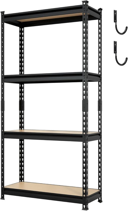 JEKOSEN 3200Lbs Storage Shelves Heavy Duty 4 Tier Adjustable Garage Shelving,Utility Rack Shelf Units for Closet Pantry Basement Kitchen Warehouse,30" Wx12 Dx60 H,Black