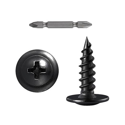 Wensilon（700 pcs）#4×1/2" Phillips Truss Head Wood Screws Black Galvanizing Quick Metal Self Tapping.
