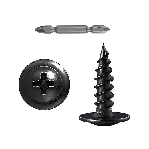 Wensilon（700 pcs）#4×1/2" Phillips Truss Head Wood Screws Black Galvanizing Quick Metal Self Tapping.